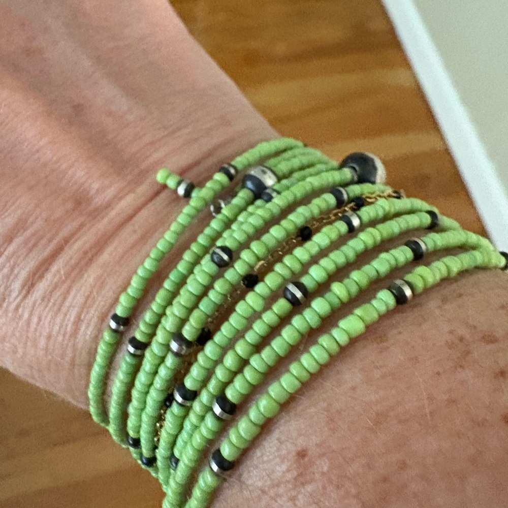 Silpada Lime Beaded Bracelet and choker Set with Silver Accents - Picture 2 of 3